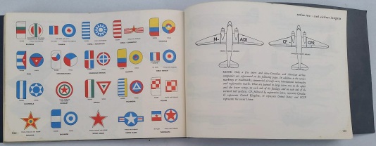 2 pages of the 1955 ground observers guide showing aircraft insignia